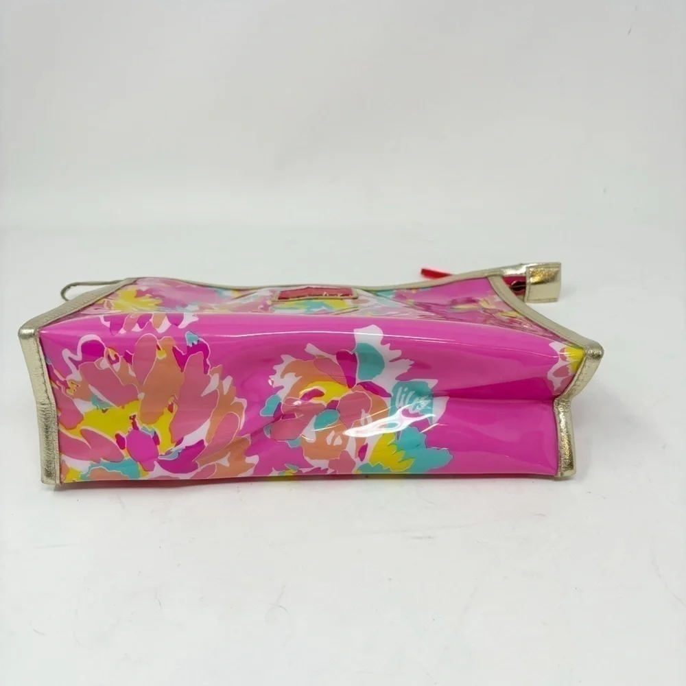 LILLY PULITZER For Estee Lauder Womens Makeup Bag Pink Floral 6.5” X 10” X 2”